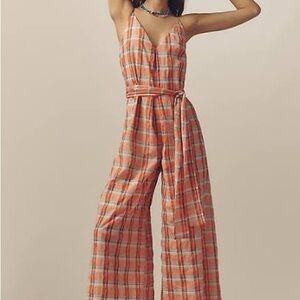 Corey Lynn Calter Orange Plaid Jumpsuit